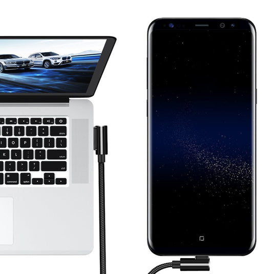 4XEM 1ft USB-A to USB-C Right-Angle Braided Cable – USB 2.0, 15W