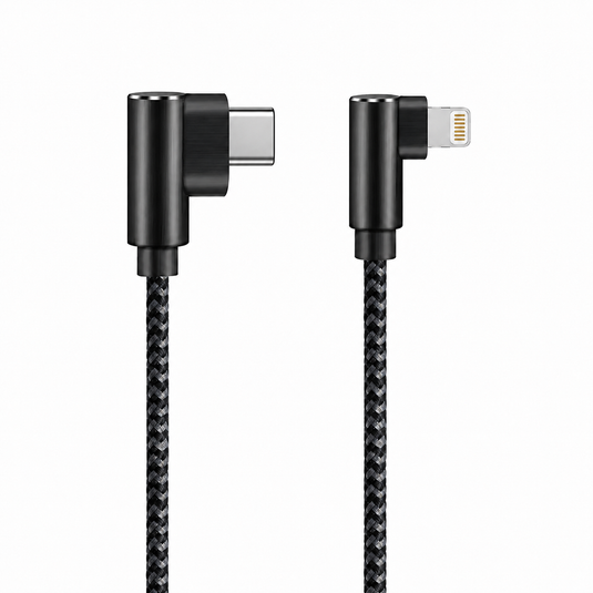 4XEM 1ft USB-C to Lightning Right-Angle Braided Cable