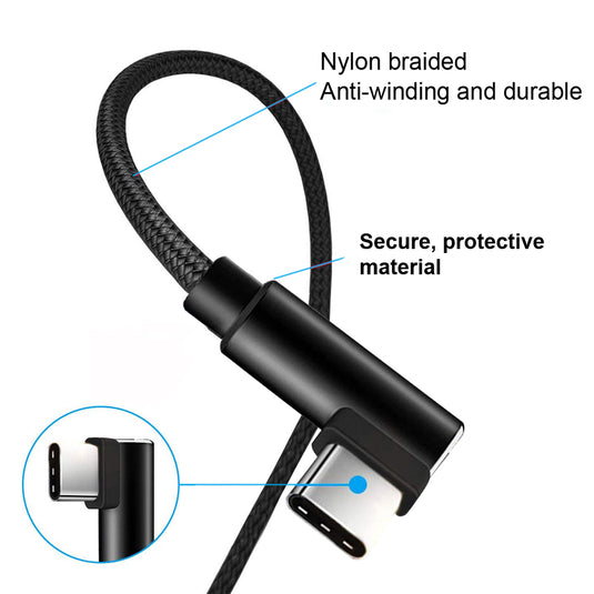4XEM 1ft USB-C to Lightning Right-Angle Braided Cable