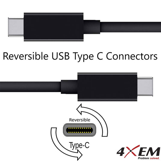 4XEM 25W USB-C Charger and 6FT USB-C/USB-C Cable Kit for Smartphones and USB-C Compatible Devices - Black
