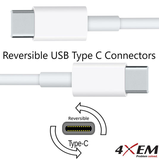 4XEM 65W 6FT USB-C to USB-C Laptop GaN Charging Kit – White