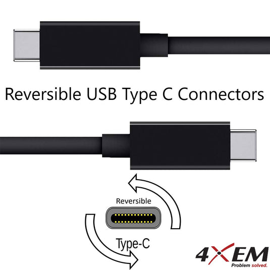 4XEM 18-Inch USB-C to USB-C Cable – 60W Fast Charging, 480Mbps Data Transfer, Type-C PD Charging Cable, Black