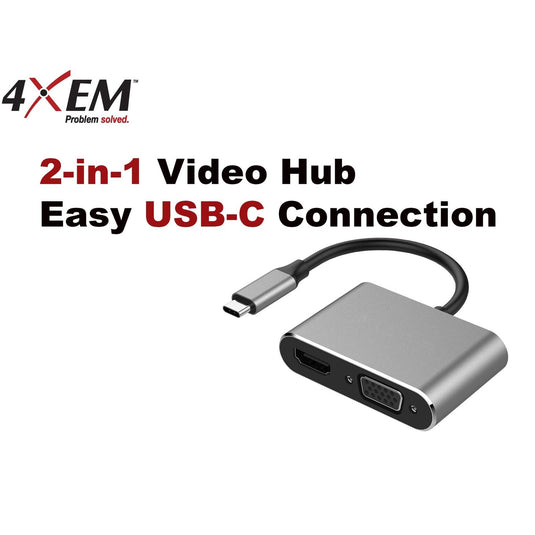 4XEM VGA and HDMI 2-in-1 USB-C 4K Hub