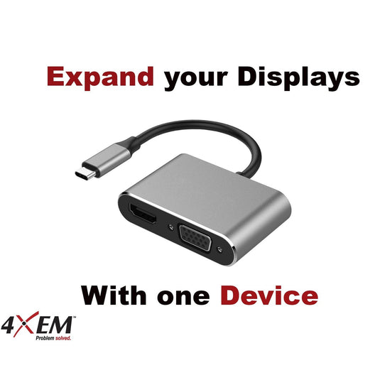 4XEM VGA and HDMI 2-in-1 USB-C 4K Hub