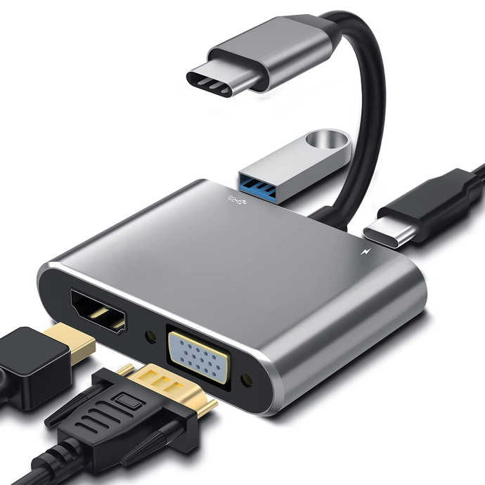 4XEM 4-in-1 HDMI, VGA, Power Delivery USB-C Hub