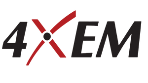 4XEM logo Black text with Red X