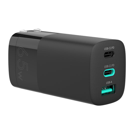 4XEM 65W Wall Charger Triple Output - Black