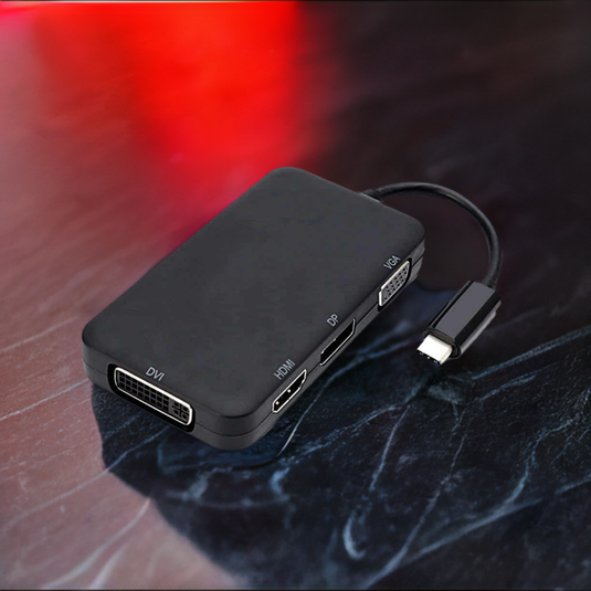 4XEM 4-in-1 USB-C Hub to HDMI, DVI, VGA & DP – 4K Display Adapter