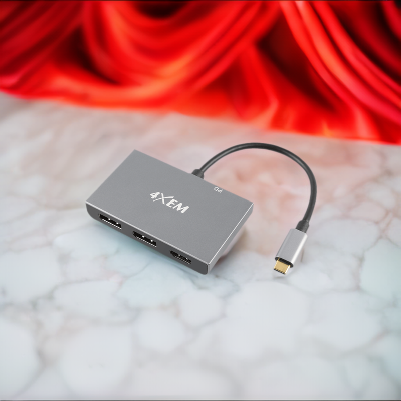 Load image into Gallery viewer, 4XEM 3-Port USB-C to DisplayPort and HDMI 8K Dual 4K Multi-Monitor Hub
