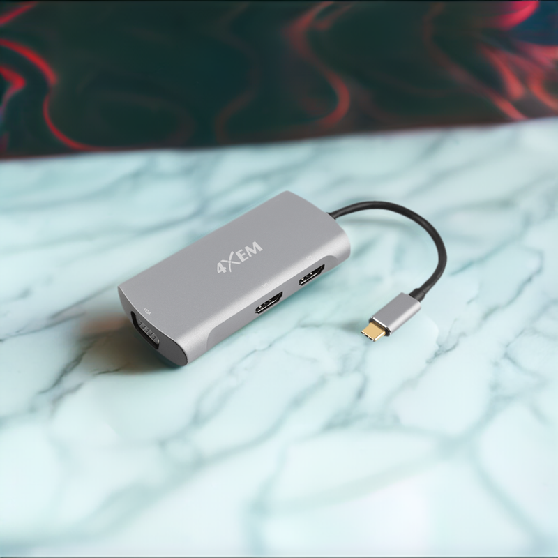 Load image into Gallery viewer, 4XEM 3-Port USB-C to HDMI and VGA Dual 4K Multi-Monitor Hub
