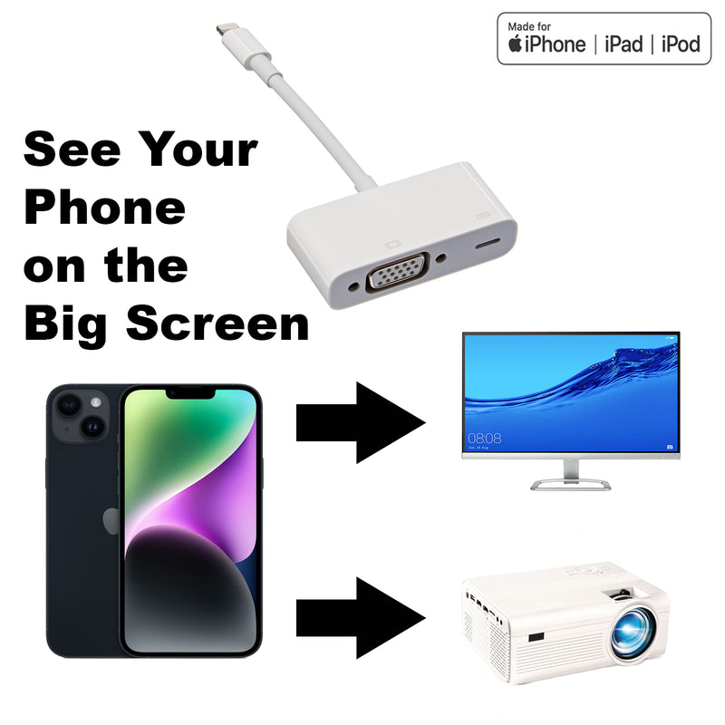 Load image into Gallery viewer, 4XEM 8-Pin Lightning To VGA Adapter For iPhone/iPod/iPad - MFi Certified
