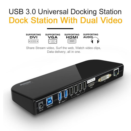 4XEM USB 3.0 Universal Docking Station with dual monitor displays