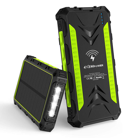 4XEM 30,000 mAh Mobile Solar Power Bank and Charger