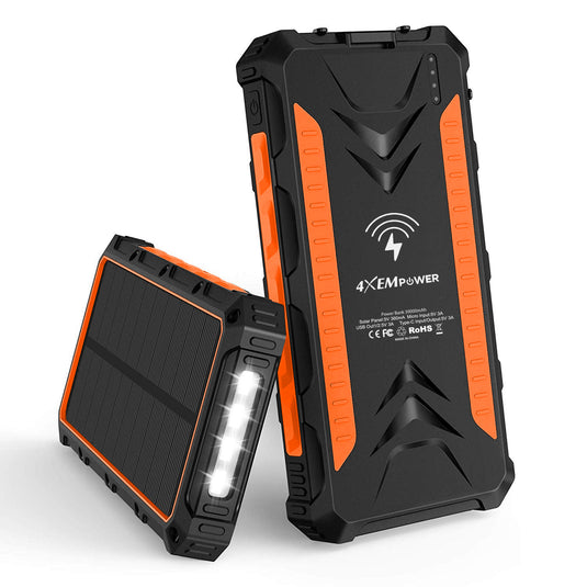 4XEM 30,000 mAh Mobile Solar Power Bank and Charger