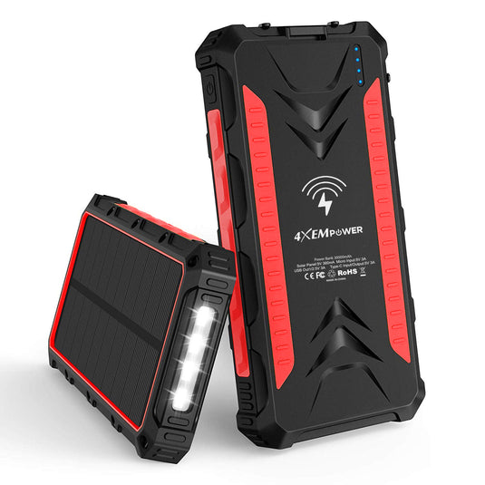 4XEM 30,000 mAh Mobile Solar Power Bank and Charger