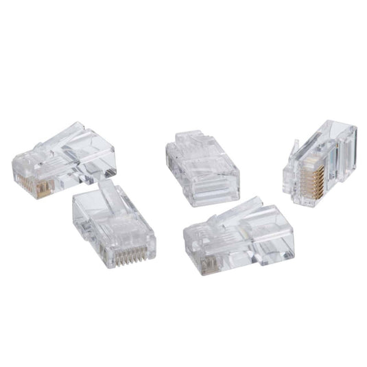 various angles of the cat6 rj45 connector heads against a white background