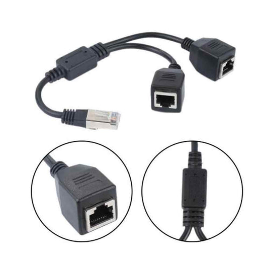 Ethernet Network Splitter, 1 Male To 2 Female Y Adapter Cable