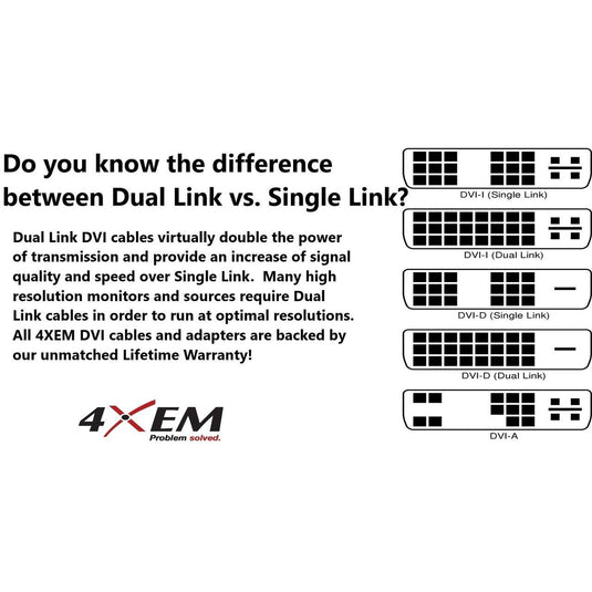 Lot Gecomprimeerd Kapel 4XEM 15FT DVI-D Single Link M/M Digital Video Cable