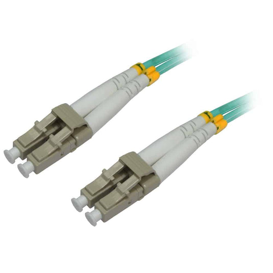 4XEM 15M/49FT AQUA Multimode LC To LC 50/125 Duplex Fiber Optic Patch Cable