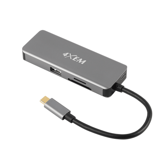 4XEM 8-in 1-out Type-C to HDMI/USB 3.0/TF/SD and USB-C adapter with Power Delivery