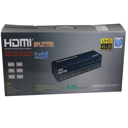 4XEM 16 Port HDMI Splitter Supports 3D 4K/2K