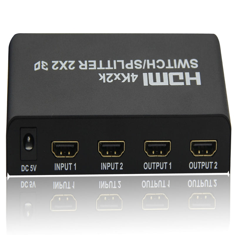 4XEM 2x2 Port HDMI Splitter Supports 3D 4K/2K