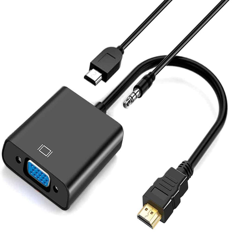 Load image into Gallery viewer, 4XEM HDMI to VGA Adapter with Power and 3.5mm Audio Cable - Black

