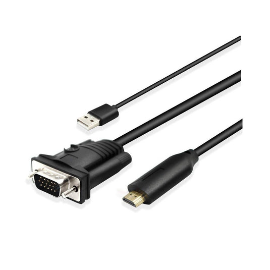 4XEM HDMI to VGA 6FT Cable Black with USB Audio