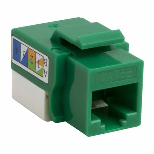 Load image into Gallery viewer, Close up image of a CAT RJ-45 Keystone Jack used in connecting bulk cable
