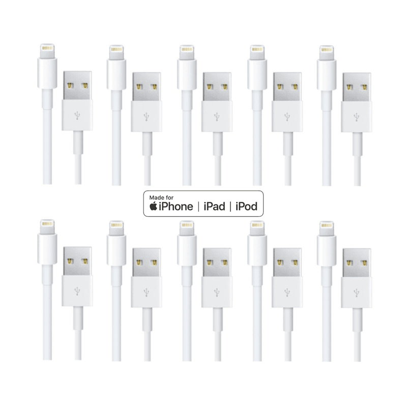Load image into Gallery viewer, 4XEM 10 Pack of 3FT 8-Pin Lightning To USB Cable For iPhone/iPod/iPad (White) - MFi Certified
