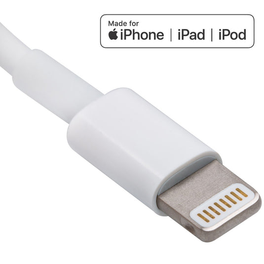 1 m (3 ft.) USB to Lightning Cable - iPhone / iPad / iPod Charger Cable -  High Speed Charging Lightning to USB Cable - Apple MFi Certified - White