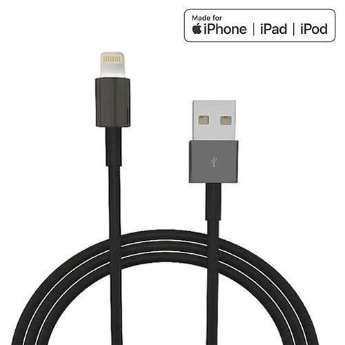 4XEM 6FT 8 Pin Lightning To USB Cable For iPhone/iPod/iPad Black - MFi Certified
