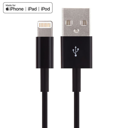 4XEM 3FT 8 Pin Lightning To USB Cable For iPhone/iPod/iPad (Black) - MFi Certified
