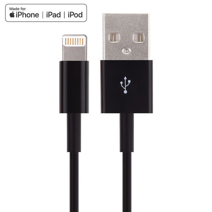 4XEM 6FT 8 Pin Lightning To USB Cable For iPhone/iPod/iPad Black - MFi Certified
