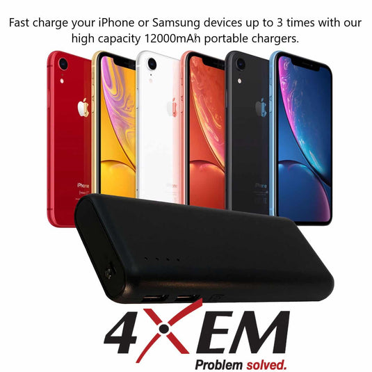 4XEM Fast Charging Power Bank with a 12000mAh Capacity