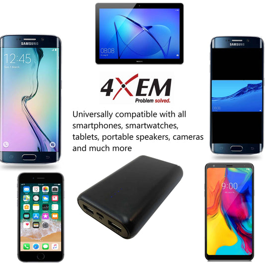 4XEM Fast Charging Power Bank with a 7500mAh Capacity and dual USB outputs