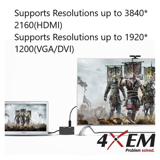 4XEM 3 In 1 Mini DisplayPort to HDMI DVI VGA Adapter