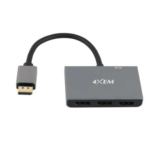 4XEM 3-Port DisplayPort to DisplayPort 8K Dual 4K Multi-Monitor Hub