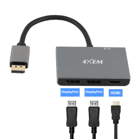 4XEM 3-Port DP to HDMI 8K Dual 4K Multi-Monitor Hub