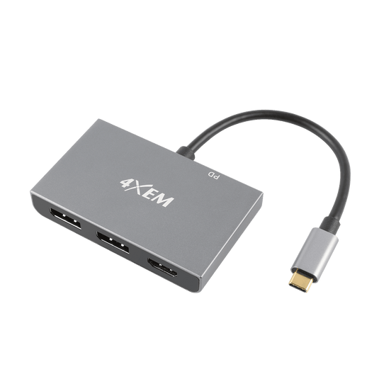 4XEM 3-Port USB-C to DisplayPort and HDMI 8K Dual 4K Multi-Monitor Hub