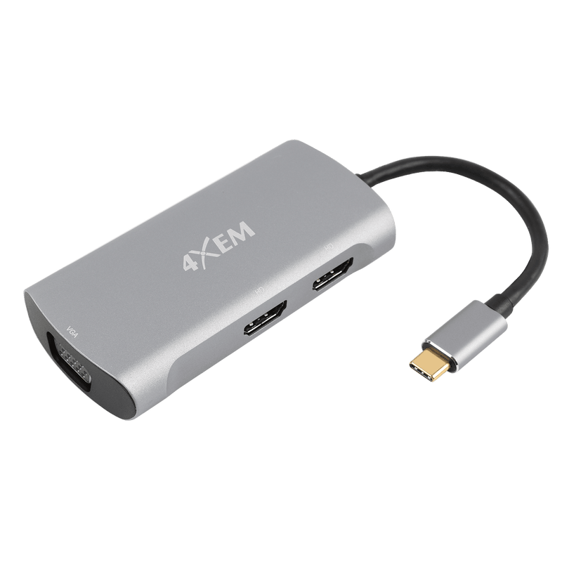 Load image into Gallery viewer, 4XEM 3-Port USB-C to HDMI and VGA Dual 4K Multi-Monitor Hub

