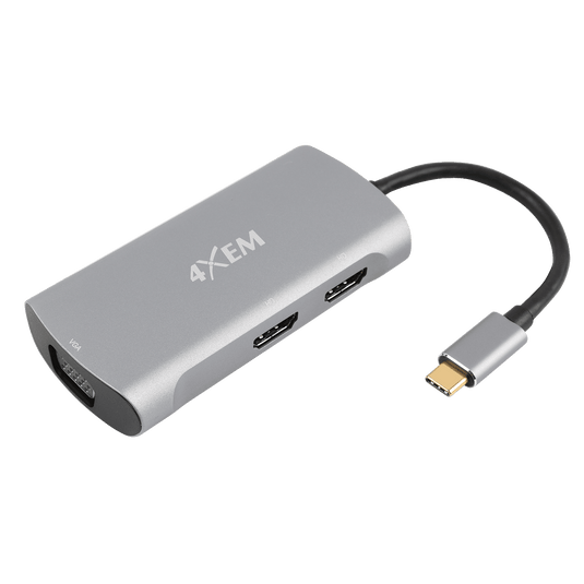 4XEM 3-Port USB-C to HDMI and VGA Dual 4K Multi-Monitor Hub