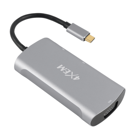 4XEM 3-Port USB-C to HDMI and VGA Dual 4K Multi-Monitor Hub