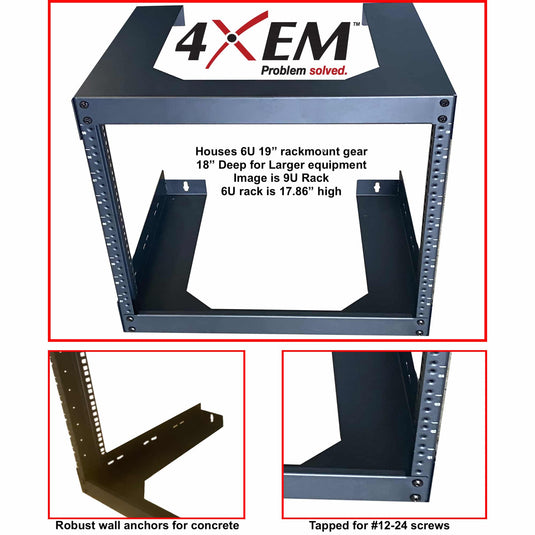 4XEM 9U 18" Deep Open Wall Mount Bracket