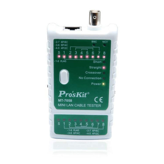 rj-45 cable and network cable tester showcasing LED lights 