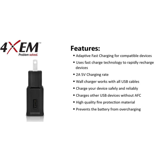 4XEM 2A Samsung Wall Charger Black