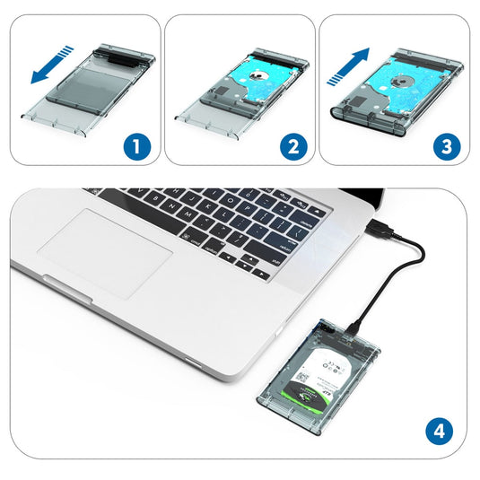 4XEM Clear USB 3.0 to SATA Hard Drive Enclosure