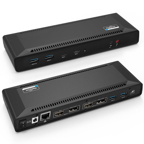 4XEM USB Power Delivery Docking station that offers video, audio, charging and ethernet connections. HDMI, DisplayPort, USB-A 3.0, USB-C and RJ-45 ethernet