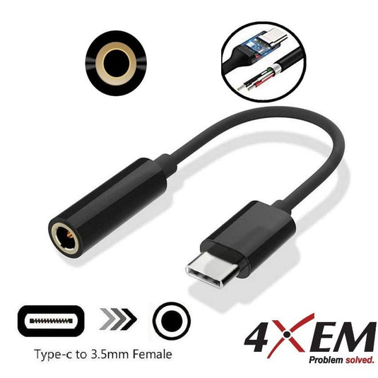4XEM USB-C Male to 3.5MM Female Adapter Black