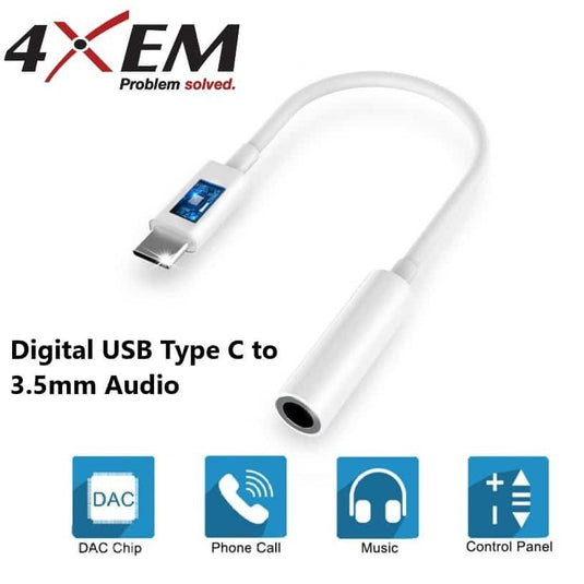 4XEM USB-C Male to 3.5MM Female Adapter (White)
